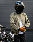 Motorcycle Jacket Protective Textile Alpha Bomber Green | Armored AAA