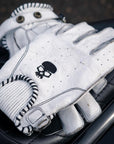Motorcycle Glove Protective Domino Leather White
