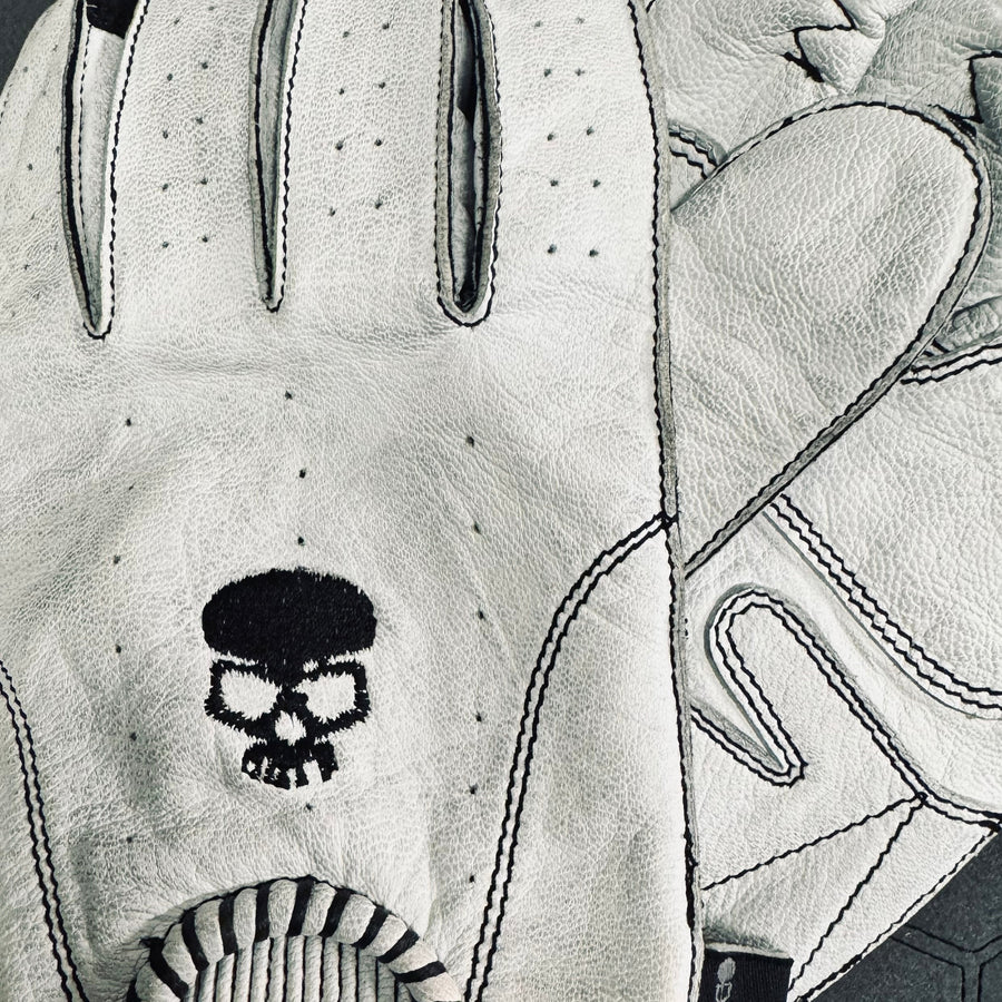 Motorcycle Glove Protective Domino Leather White