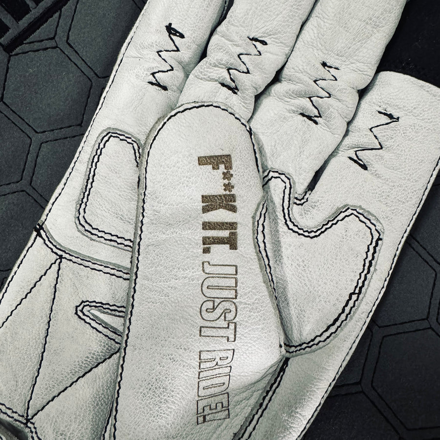 Motorcycle Glove Protective Domino Leather White
