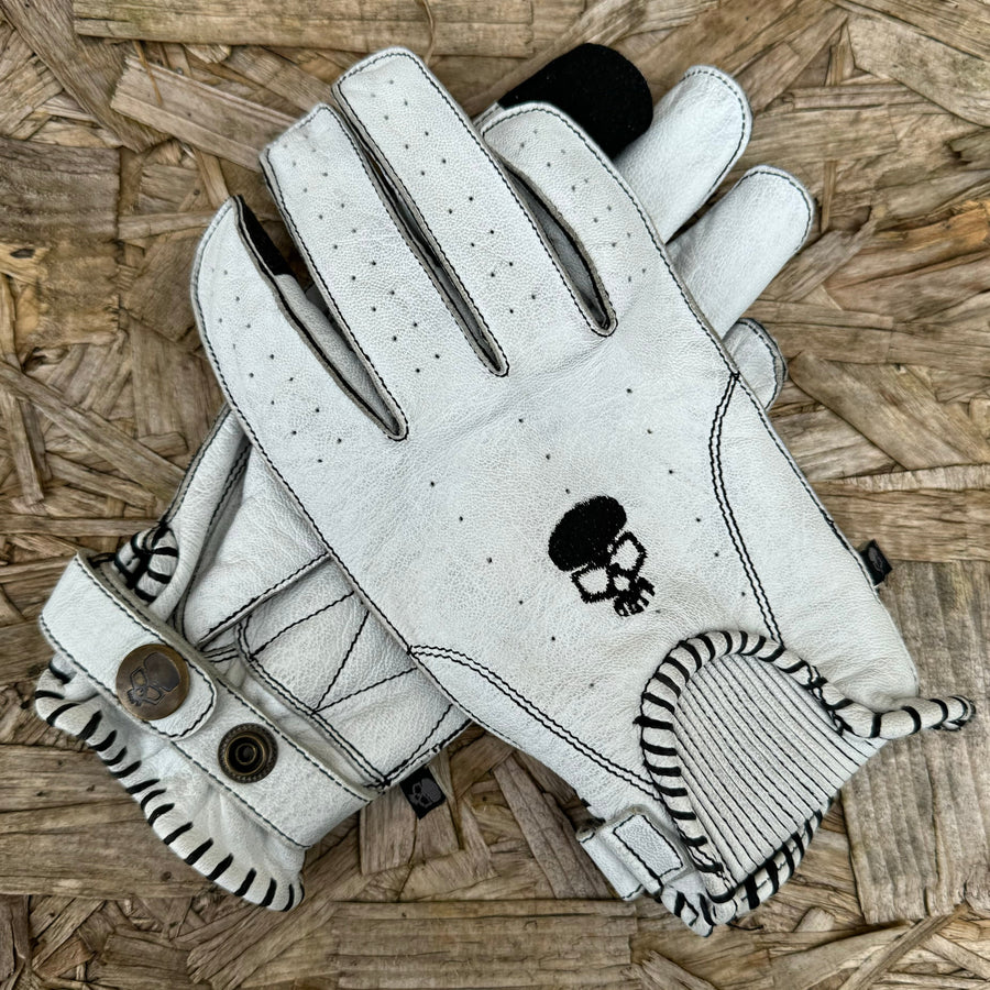 Motorcycle Glove Protective Domino Leather White