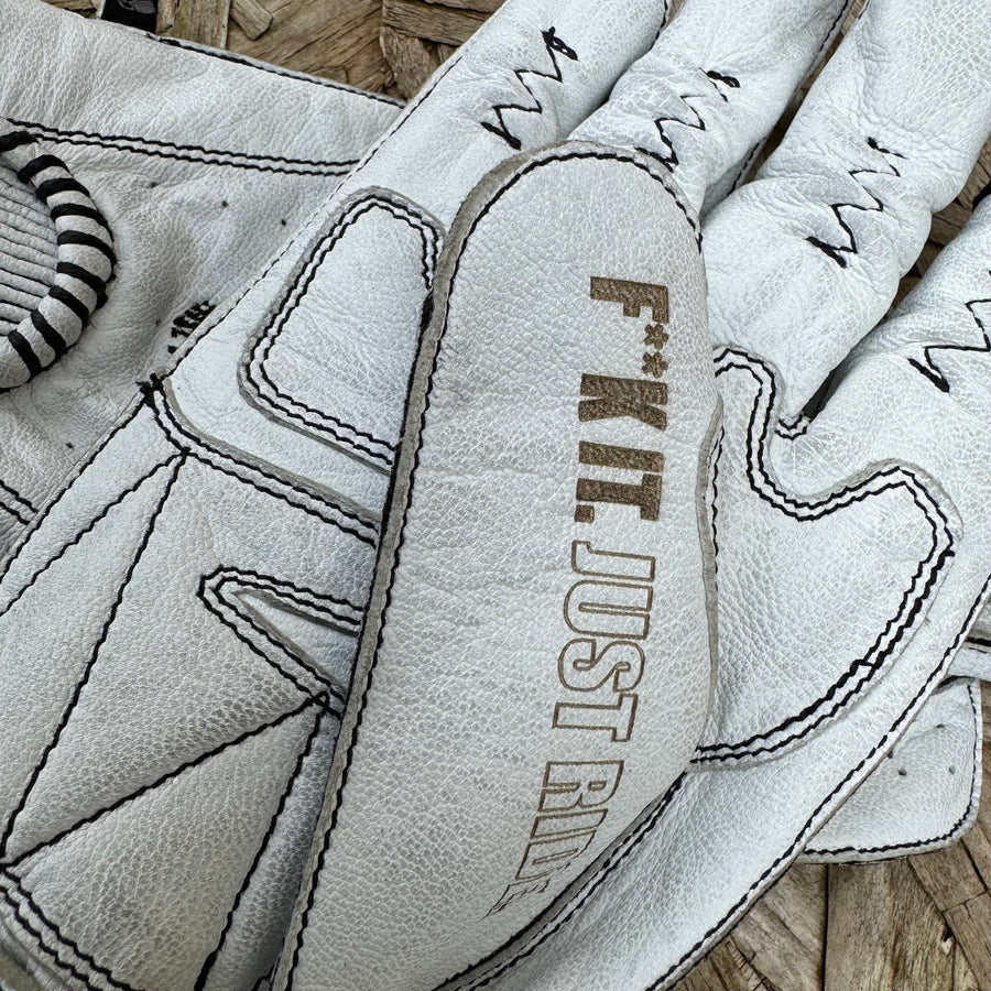 Motorcycle Glove Protective Domino Leather White
