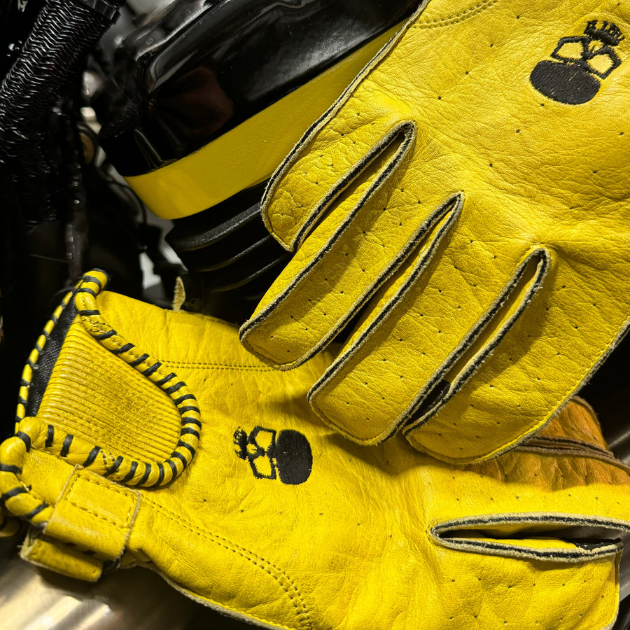 Motorcycle Glove Protective Shifter Leather Yellow