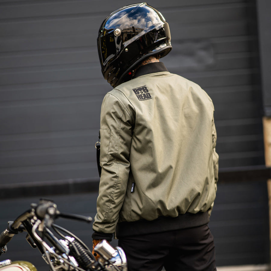 Motorcycle Jacket Protective Textile Alpha Bomber Green | Armored AAA