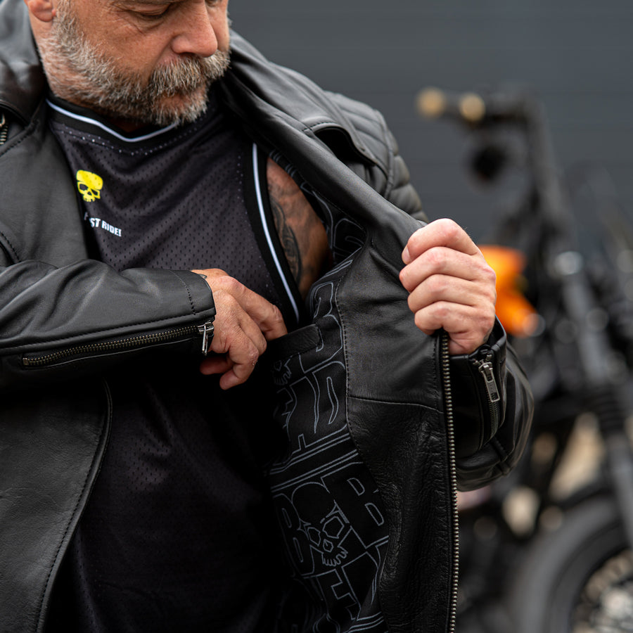 Leather Motorcycle Jacket Protective Brando Black | Armored AAA