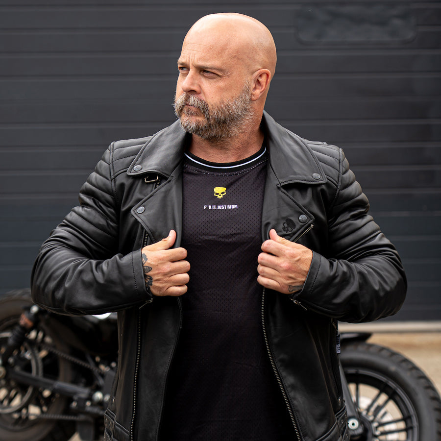 Leather Motorcycle Jacket Protective Brando Black | Armored AAA