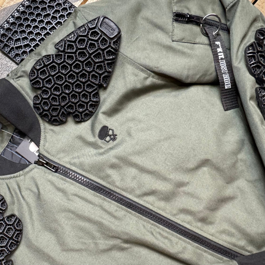Motorcycle Jacket Protective Textile Alpha Bomber Green | Armored AAA