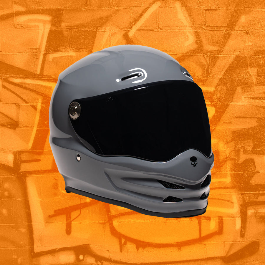 Motorcycle Helmet Reaper Grey Fiberglass