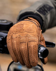 Motorcycle Glove Protective Reaper Leather Brown